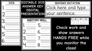 Preview of Orton Gillingham 3 Part Drill SOS Dictation Beginner Digital Editable Answer Key