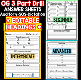 Orton Gillingham 3 Part Drill SOS Dictation Papers 3 Level