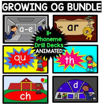 Preview of Orton Gillingham 3 Part Drill Visual Phoneme Decks Animated ***GROWING BUNDLE 
