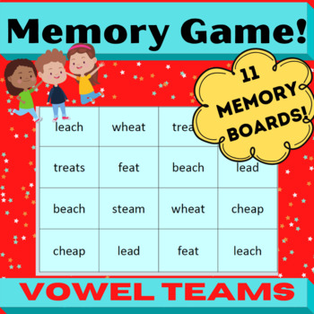 Preview of Orton Gillingham Activities: Memory Game for Vowel Teams