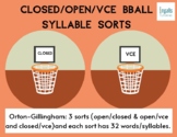 Orton-Gillingham Activities: OPEN/CLOSED/VCE Basketball Sy