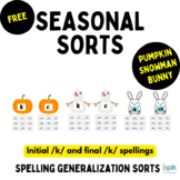 Orton-Gillingham Activities: FREE Seasonal Sorts for /k/ S