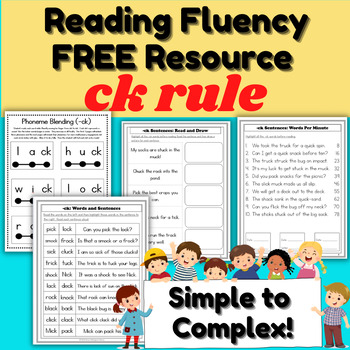 Preview of ck short vowel Sentence Reading Fluency & Orton Gillingham FREE