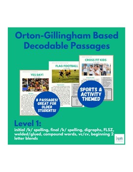 Preview of Orton-Gillingham Based Decodable Passages: Level 1 Sports & Activity Themed