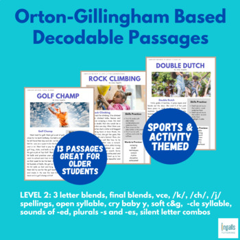 Preview of Orton-Gillingham Based Decodable Passages: Level 2 Sports & Activity Themed