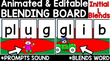 Preview of Orton Gillingham Blending Board Animated Editable NO PREP Consonant L Blends