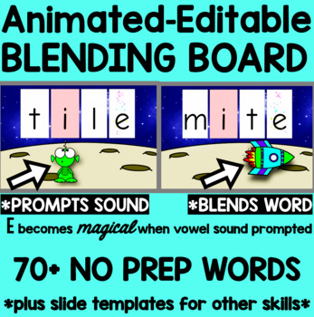 Preview of Orton Gillingham Blending Board Drill MAGIC E VCe Animated, Editable, NO PREP