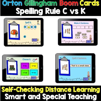 Preview of Orton Gillingham  C vs. K Spelling Rule Boom Cards Digital Distance Learning