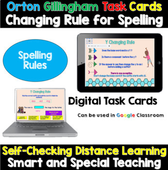 Preview of Orton Gillingham Changing Rule for Y to I Google Slides Distance Learning