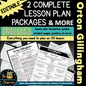 Preview of Orton-Gillingham Complete Lesson Plan Guides and Templates