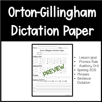 Preview of Orton-Gillingham Dictation Paper-Orton-Gillingham Academy version included