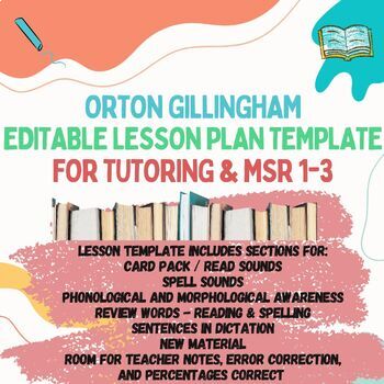 Preview of Orton Gillingham Editable & Fillable Lesson Template - Google Docs - MSR 1, 2, 3