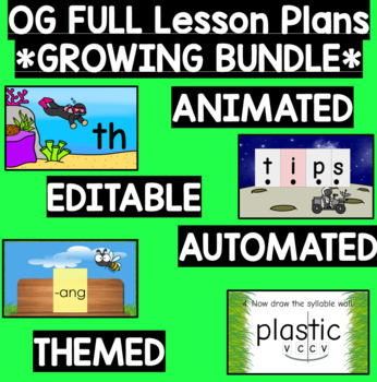 Preview of Orton Gillingham Lesson Plan Bundle of NO PREP Digital Presentations *GROWING*