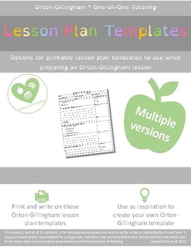 Preview of Orton-Gillingham Lesson Plan Template