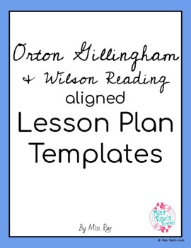 Preview of Orton-Gillingham Lesson Plan Templates