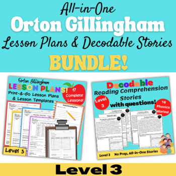 Preview of Orton Gillingham Lesson Plans & Decodable Passages LEVEL 3 BUNDLE