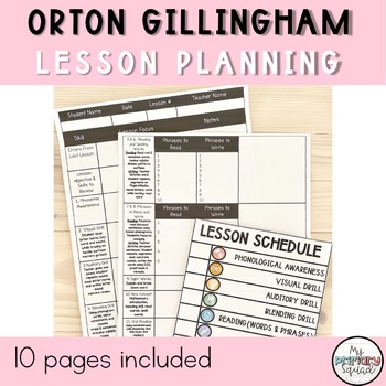 Preview of Orton Gillingham Lesson Plans and Schedule Cards | science of reading aligned
