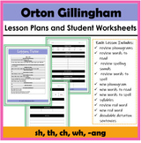 Orton Gillingham Lesson Plans and Student Worksheets: sh, 