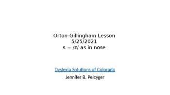 Preview of Orton-Gillingham Lesson s says /z/
