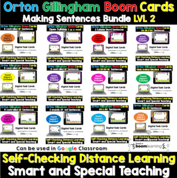 Preview of Second Grade Phonics Making Sentences Boom Card Bundle Orton Gillingham RTI