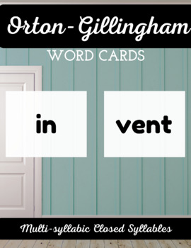 Preview of Orton Gillingham: Multi-syllabic Closed Syllables Word Cards (Distance Learning)