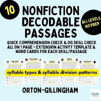 Preview of Nonfiction Decodable Passages - Syllables- Science of Reading - Orton Gillingham
