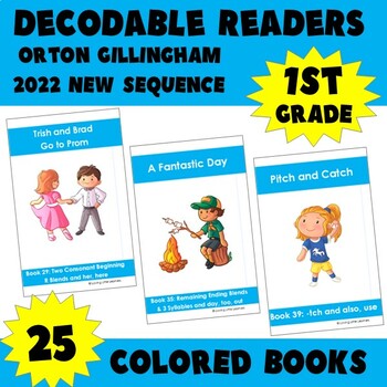 Preview of Orton Gillingham OG NEW Sequence Decodable Readers First Grade Books 26-50 Color