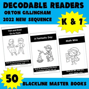 Preview of Orton Gillingham OG NEW Sequence Decodable Readers K and 1st Books 1-50 Black