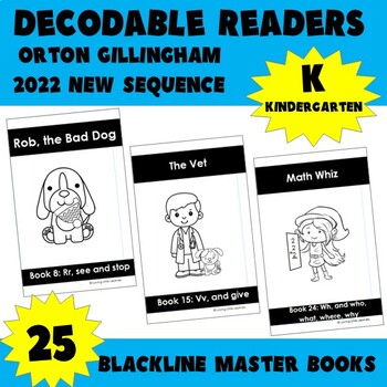 Preview of Orton Gillingham OG NEW Sequence Decodable Readers Kindergarten Books 1-25 Black