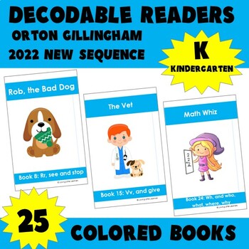 Preview of Orton Gillingham OG NEW Sequence Decodable Readers Kindergarten Books 1-25 Color