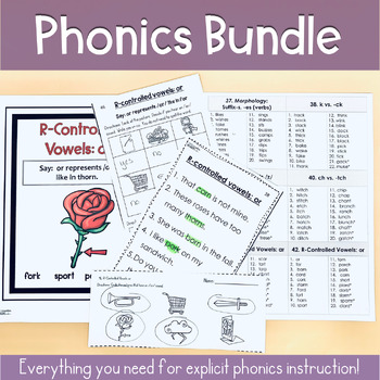 Preview of No-Prep Phonics Bundle | notebooks, word lists, posters, and more!