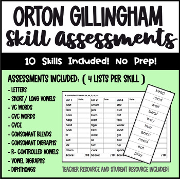 Preview of Orton Gillingham Phonics Assessments