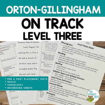 Preview of Orton-Gillingham Assessment Pre and Post Tests Leveled Placement LEVEL THREE