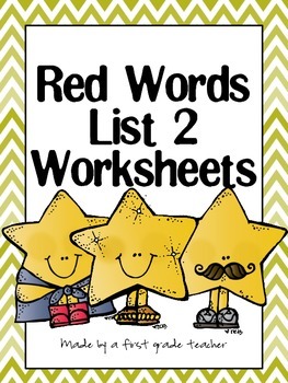 Preview of Orton Gillingham Red Word List 2 Practice Worksheets