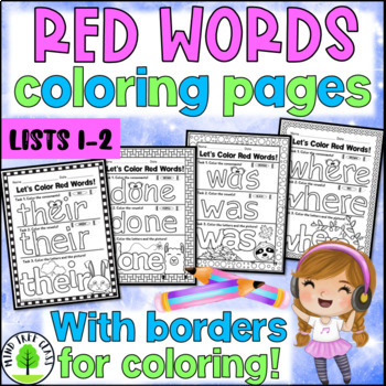 Preview of Orton-Gillingham Red Words Coloring Worksheets and Activities