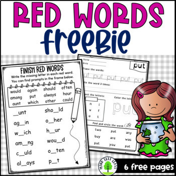 Preview of Orton-Gillingham Red Words Worksheets FREE