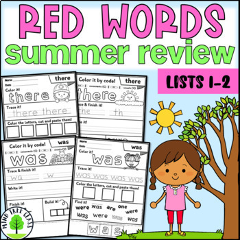 Preview of Orton-Gillingham Red Words Worksheets Lists 1-2 | Summer Review