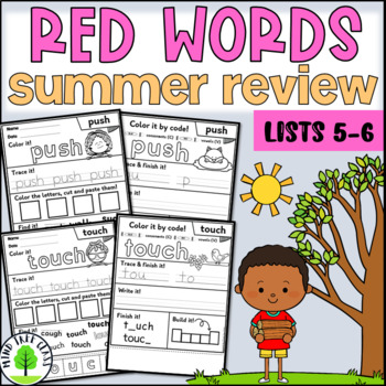 Preview of Orton-Gillingham Red Words Worksheets Lists 5-6 | Summer Review