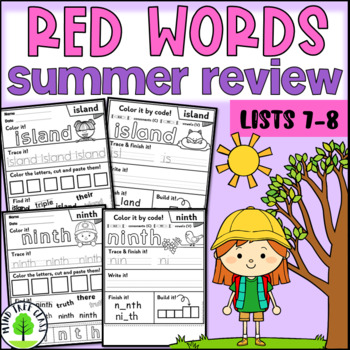 Preview of Orton-Gillingham Red Words Worksheets Lists 7-8 | Summer Review
