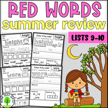 Preview of Orton-Gillingham Red Words Worksheets Lists 9-10 | Summer Review