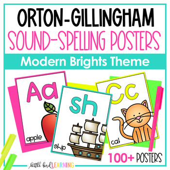 Preview of Orton-Gillingham Sound-Spelling Posters - Modern Brights | PRINT & DIGITAL!