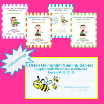 Preview of Orton Gillingham Spelling Series Bundle: A, B, C, D, & Supplemental Activities