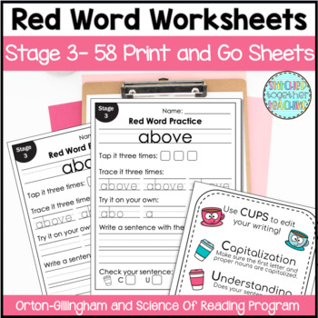 Preview of Orton Gillingham Stage 3 Sight Word Worksheets Print and Go