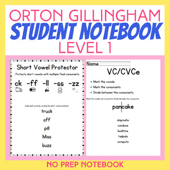Preview of Orton Gillingham Student Notebook - Level 1