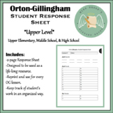 Orton-Gillingham Student Response Sheet Upper Level