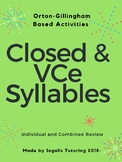 Orton-Gillingham Syllables: Closed & VCe Introduction