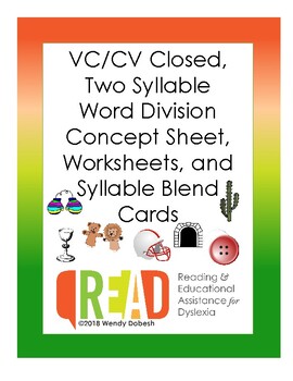 Preview of Orton-Gillingham VC/CV Closed, Two Syllable Word Division Set