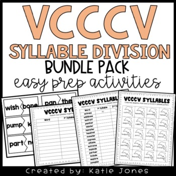 Preview of Orton Gillingham VCCCV Syllable Division Activities
