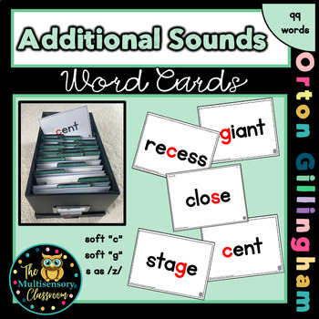 Preview of Orton-Gillingham Word Cards: Additional Sounds (soft c, soft g, s as /z/ words)