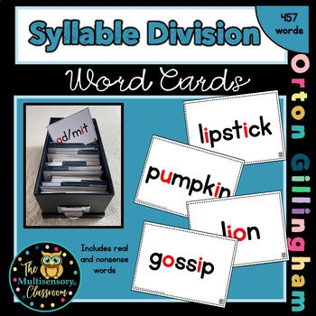 Preview of Orton-Gillingham Word Cards: Syllable Division